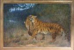 A Tiger With An Antelope by Cuthbert Edmund Swan