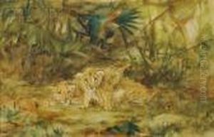 Lion Cubs by Cuthbert Edmund Swan