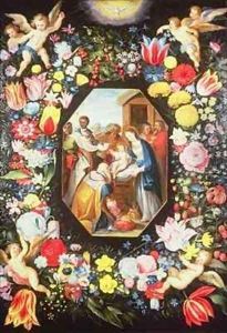 Adoration of the Magi Surrounded by a Garland of Flowers by Frans the younger Francken