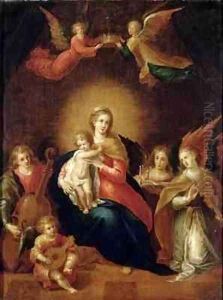 The Virgin and Child with musicmaking angels by Frans the younger Francken