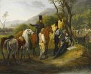 Lagebesprechung Der Franzosischen Husaren by Edouard Bernard Swebach