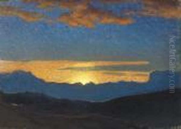Solnedgang Over Bergen (sunset Over The Mountains) - view 1