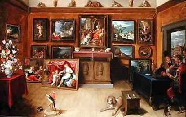 Picture Gallery with a Man of Science Making Measurements on a Globe - view 1