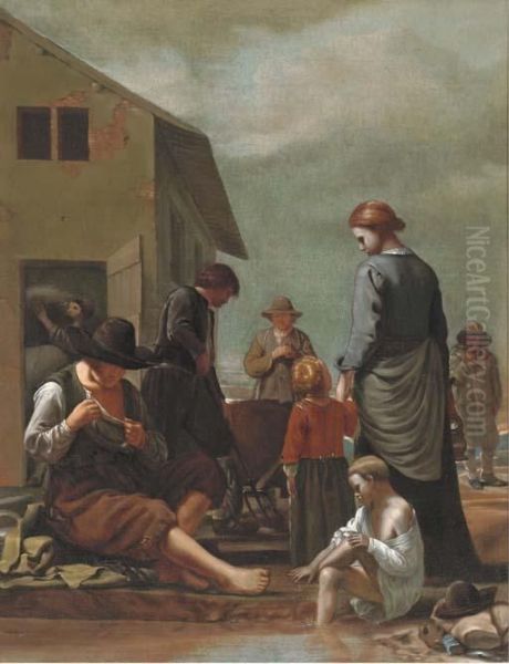 A Peasant Family With A Man Defleaing Himself - view 1