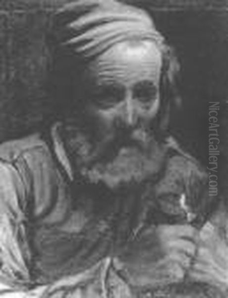 An Old Man Eating Bread - view 1