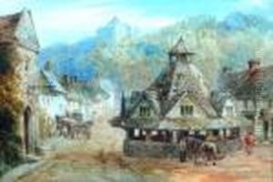 Horses And Carts,watercolour, Signed Lower Left, 35 X 52cm (illus.)