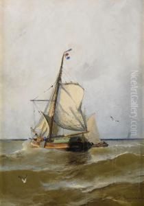 Fransk Segelskuta Vid Hallandska Kusten by Christian Fredrik Swensson