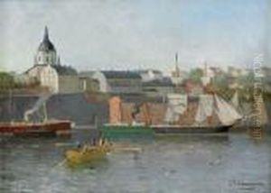 Utsikt Mot Sodermalm Med Katarina Kyrka I Fonden - Stockholm by Christian Fredrik Swensson