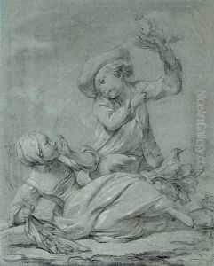 Two children playing by Etienne-Maurice Falconet