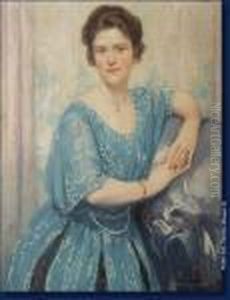 Portrait De Dame En Robe Bleue