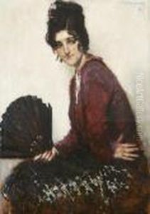Portrait Of A Lady With Fan by Philippe Swyncop