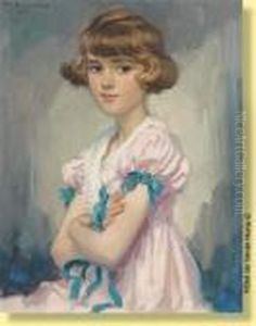 Portrait De Jeune Fille A La Robe Rose by Philippe Swyncop
