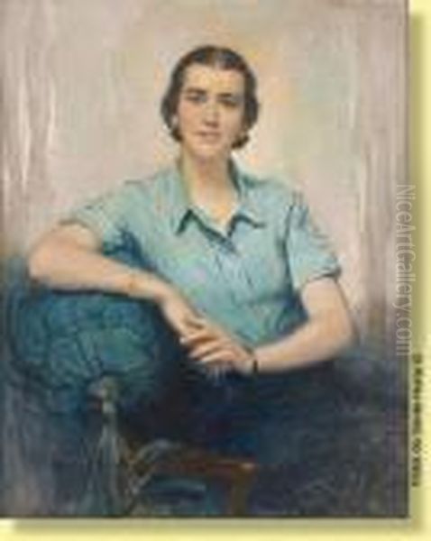 Jeune Femme A La Blouse Bleue - view 1