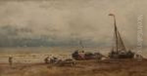 Coastal Scene With Figures And Boats - view 1