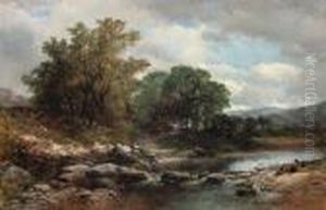 Figures Resting On A River Bank, Possibly On The Llugwy