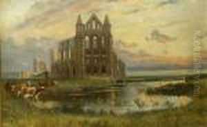Whitby Abbey With Cattle Grazing