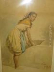 Portrait Of A Young Woman Kneading Dough