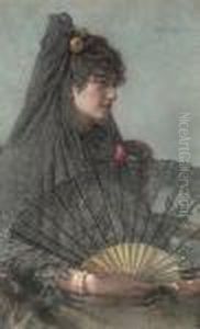 A Young Lady With A Fan by Henry Sykes