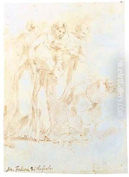 Five women turned to the right - view 1