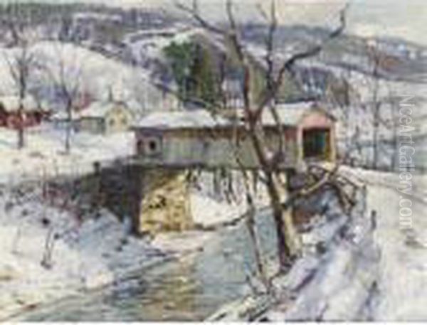 Covered Bridge In Winter - view 1