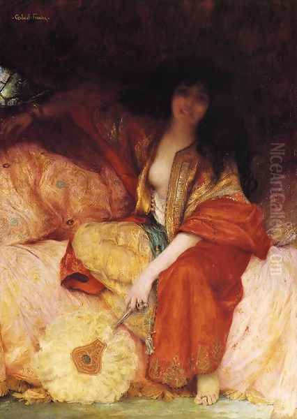 A Harem Beauty Holding a Fan - view 1