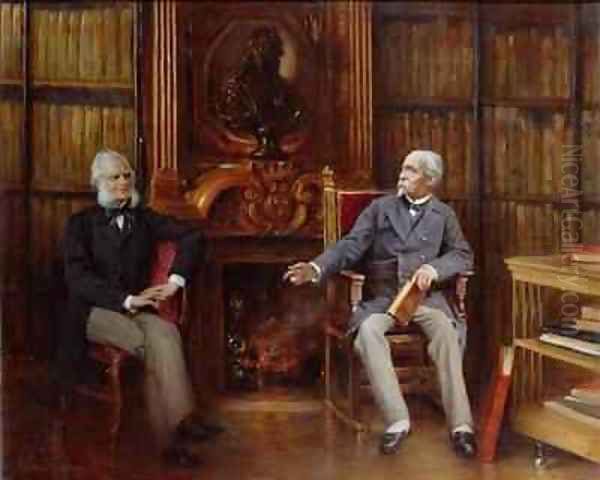 Henri of Orleans 1822-97 Duke of Aumale and Alfred Cuvillier Fleury 1802-87 his Secretary in the Cabinet des Livres at Chantilly - view 1