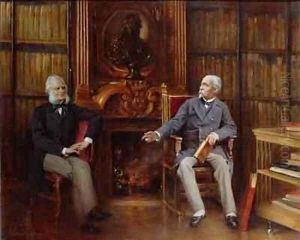 Henri of Orleans 1822-97 Duke of Aumale and Alfred Cuvillier Fleury 1802-87 his Secretary in the Cabinet des Livres at Chantilly by Gabriel Joseph Marie Augustin Ferrier