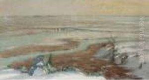 A River Landscape In Winter by Augustus Vincent Tack