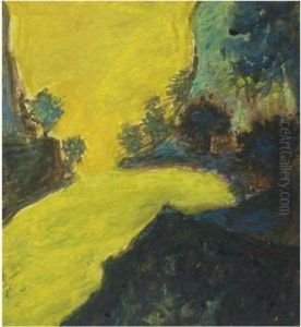 Untitled (yellow Landscape) by Rabindranath Tagore