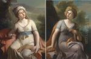 A Sibyl Seated In A Landscape
Holding A Quill And Paper; And Asibyl Seated In A Landscape Holding A
Scroll by Jean-Joseph Taillasson