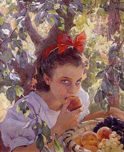 Comiendo fruta (Eating fruit) - view 1