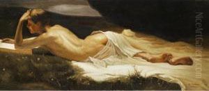 Frauenakt In Landschaft by Cesare Tallone
