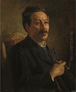 Ritratto Di Uomo Che Fuma Il Sigaro