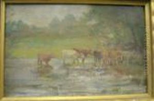 Cattle Watering. by Algernon Talmage