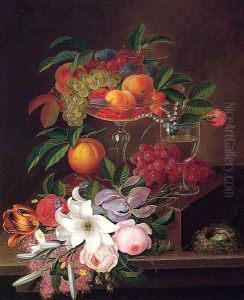 Still Life with Fruit, Flowers and Bird's Nest by George Forster