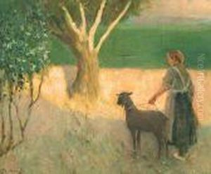 Pastorcilla Con Una Cabra.
Oleo Sobre Lienzo by Jose Maria Tamburini Y Dalmau