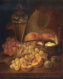 Still Life with Grapes, Peaches, Decanter and Nest of Eggs by George Forster