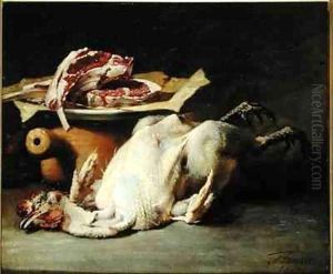 Still Life of a Chicken and Cutlets by Guillaume-Romain Fouace