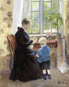 Ved Vinduet Olje Pa Plate by Marie Tannaes