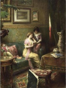 Reading In The Living Room by Henri Adriene Tanoux