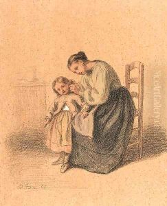Tending her child by Edouard Frere