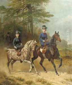 Reiterbild elegant ladies on horseback