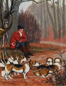 "chasse A Courre Avec Les Bassets. Relais De Chiens". "chasse A Courre Avec Les Bassets. Relais De Chiens".