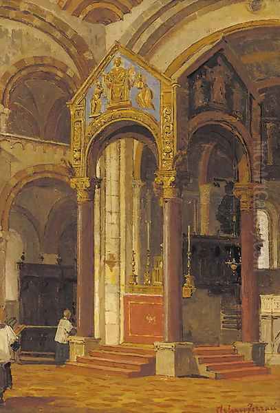 Choir boys in a church interior - view 1