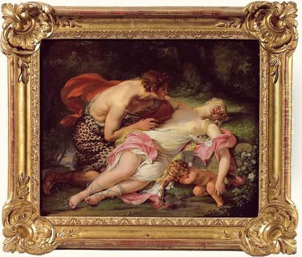 Procris Blessee Par Cephale Son
Amant. Il Est Occupe A Retirer Le Javelot ; L'amour Aux Genoux De
Procris Se Desole Et Eteint Son Flambeau. - view 1