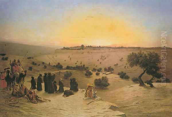 Pilgrims Worshipping outside Jerusalem - view 1