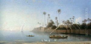 A view of Beni Souef, Egypt by Charles Theodore Frere