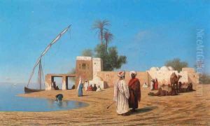 Un vilage aux bords de Nil - Haute Egypte (A Village on the Shores of the Nile - High Egypte) by Charles Theodore Frere
