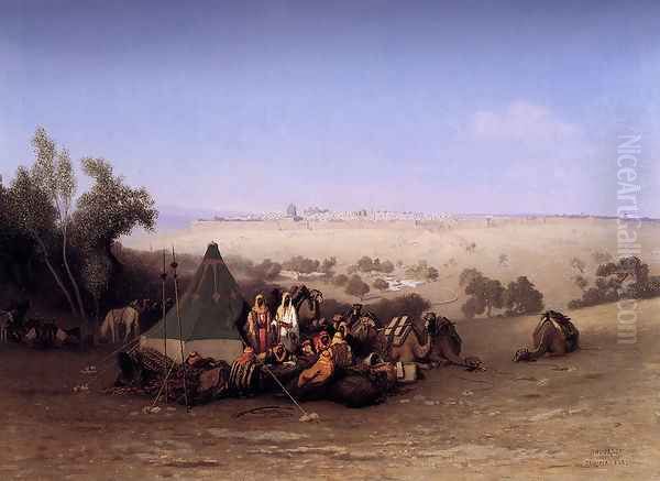 An Rab Encampment On The Mount Of Olives With Jerusalem Beyond - view 1