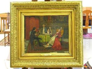 Drawing Room Musician And Figures by Enrico Tarenghi